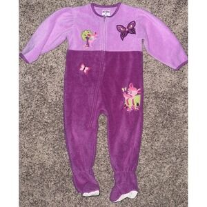 Vintage Y2K Okie Dokie Purple Fleece Sleeper Footie 4T‎ JCPenney Deer Butterfly